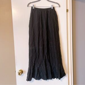 Cottage Clothing Inc Black Linen Maxi Ruffle Skirt Size S